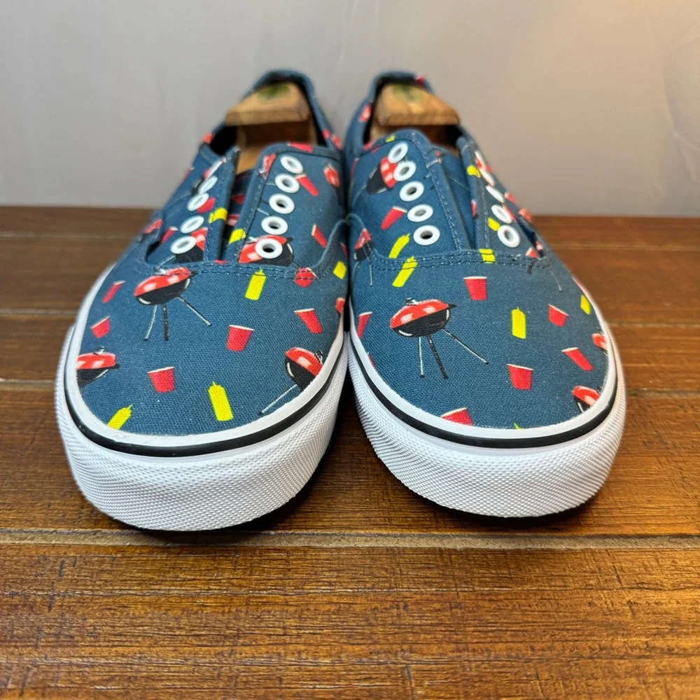 Vans Authentic BBQ Grill Red Cup Print Navy Blue Mens 11 Low Top Sneakers 721356 - Picture 3 of 9